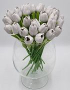  35cm hossz, 4,5-5cm-es fej, csodaszp, leth szilikon-gumi tulipn, 2db levllel: galamb szrke