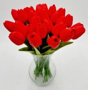 35cm hossz, 4,5-5cm-es fej, csodaszp, leth szilikon-gumi tulipn, 2db levllel: tzpiros