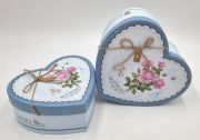  2db-os szett, 21cmx9cm s 18cmx7,5cm-es szv alak doboz: Vintage kk, csipks-rzss-Paris