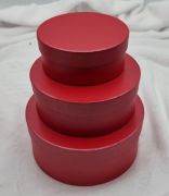  3db-os, szatn hats, magas fny 20/17,5/14cm-es kerek kalapdoboz szett: tzpiros