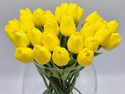 35cm hossz, 4,5-5cm-es fej, csodaszp, leth szilikon-gumi tulipn, 2db levllel: napsrga