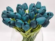  35cm hossz, 4,5-5cm-es fej, csodaszp, leth szilikon-gumi tulipn, 2db levllel: antik indigkk
