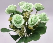  30cm hossz,7 g, 7dbx4,5-5cm tmrj rzsval, leveles-bogys-inds csokor: menta