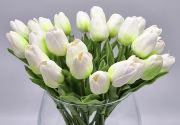  33cm hossz, 4,5cm-es fej, csodaszp, leth szilikon-gumi tulipn, 2db levllel: fehr-limezld