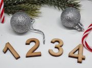  4db-os csomag, 3cm-es lzervgott fa szmok, Advent 1-2-3-4