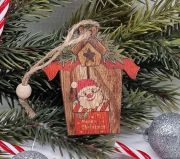  7x7cm-es felkaszthat fa hzik Mikulssal, Happy Christmas felirattal.
