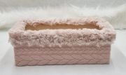  24cmx12cmx8cm-es fbl kszlt dekor-fik puha fonott mints anyaggal bevonva, szrmvel dsztve: Rosegold