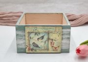  15cmx15cmx8cm-es antik hats fbl kszlt dekor-fik, sznes tblval: patina zld
