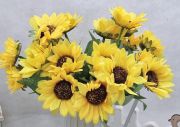  40cm-es, 7 g, hatalmas 7x10cm fejtmrj, leth, szras-leveles napraforg csokor