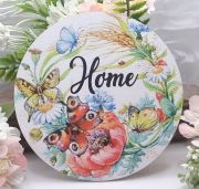  13cm tmrj sznes fa dekor tbla: HOME, pipacsos-bzavirgos, pillangs