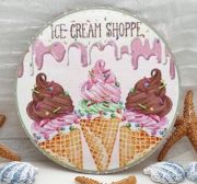  13cm tmrj sznes fa dekor tbla: ICE-CREAM SHOPPE fagyis