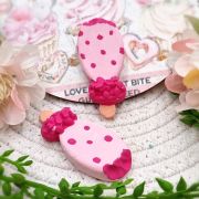  6cmx3cm-es harapott plciks jgkrm, kermia dekor: rzsaszn-pink