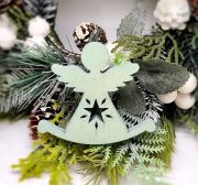  5cmx6cm-es lzervgott fa angyal, csillagos: menta