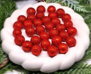  1-1,5cm-es tndklen csillog glitteres hungarocell goly: tzpiros