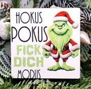  6cmx6cm-es lzervgott festett fa tbla: kromkod Grincs