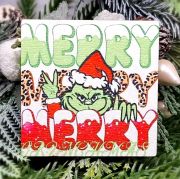  6cmx6cm-es lzervgott festett fa tbla: merry Grincs