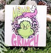  6cmx6cm-es lzervgott festett fa tbla: Mama Grincs