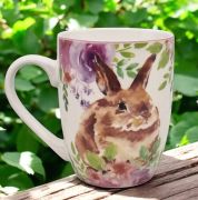  12cmx10cm-es, 350ml-es, mindkt oldaln csodaszpen festett porceln bgre: virgos-ll fl nyuszis