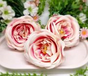  8cm tmrj, selyem, nylott zsiai boglrka fej: szntmenetes pink-vaj