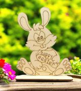  12cmx10cm-es, lzervgott, mosolygs, happy easter feliratos tojst lel fa nyuszi talppal