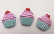  2,5cmx2,5cm tndri, 2D-s muffin dekor: trkiz-rzsaszn