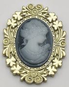  4cmx3cm-es, Cameo bross, arany keretes, ovlis, t nlkli bross: fst